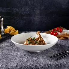 Тарелка для салата d=24см, h=5,7cм, 1000 мл, серия "White Raw Wood"  P.L. - ProffCuisine